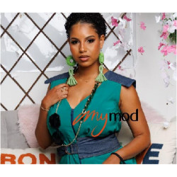 Robe chemisier fluide vert et jean