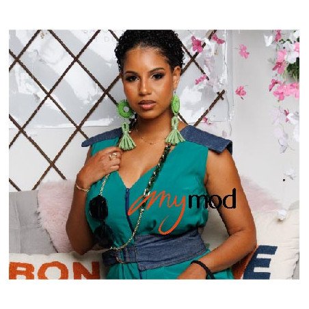 Robe chemisier fluide vert et jean
