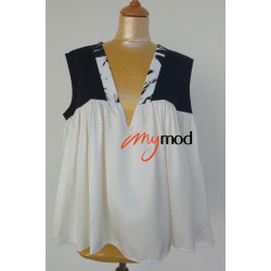 Top évasé noir et blanc