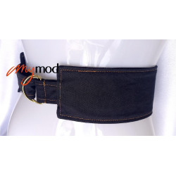 Ceinture large asymétrique rectangulaire noir