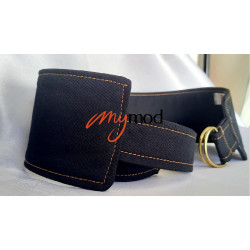 Ceinture large asymétrique rectangulaire noir